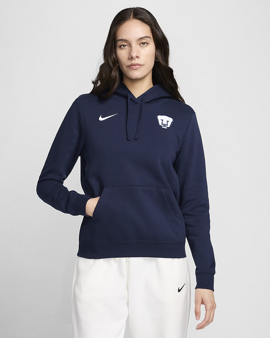 Sudadera con gorro sin cierre de futbol Nike para mujer Club Fleece de los Pumas UNAM. Nike MX